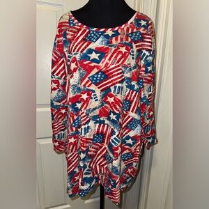 Liz & Me Red and White Oversized Top